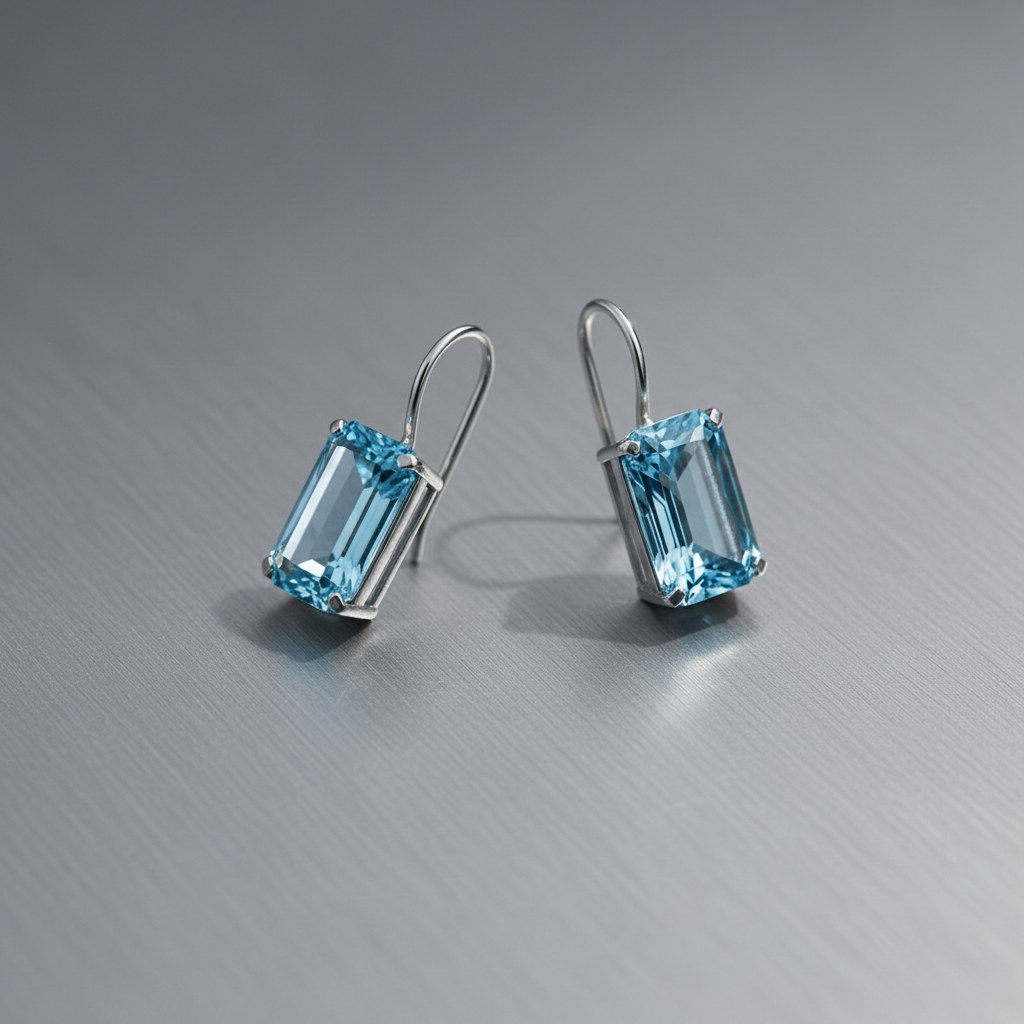 Earrings on metallic surface