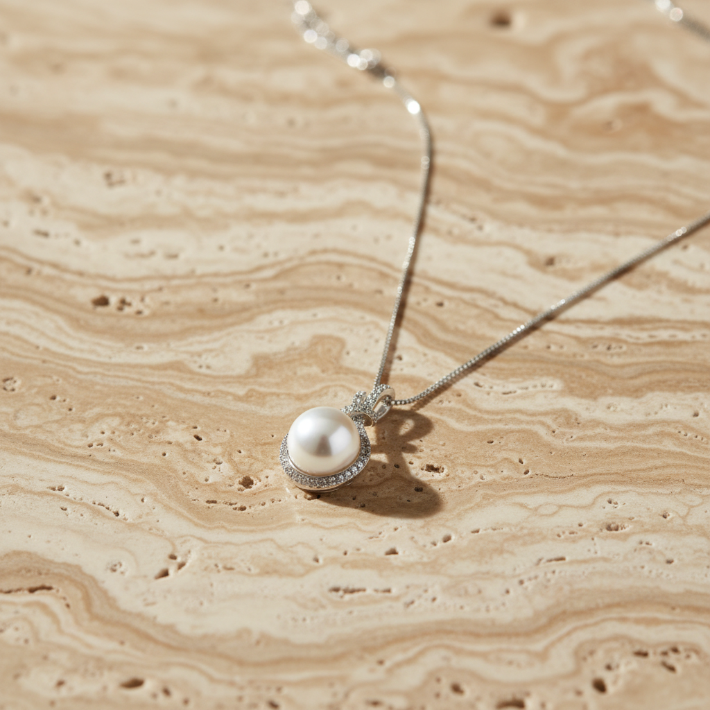 Pearl necklace flat - travertine