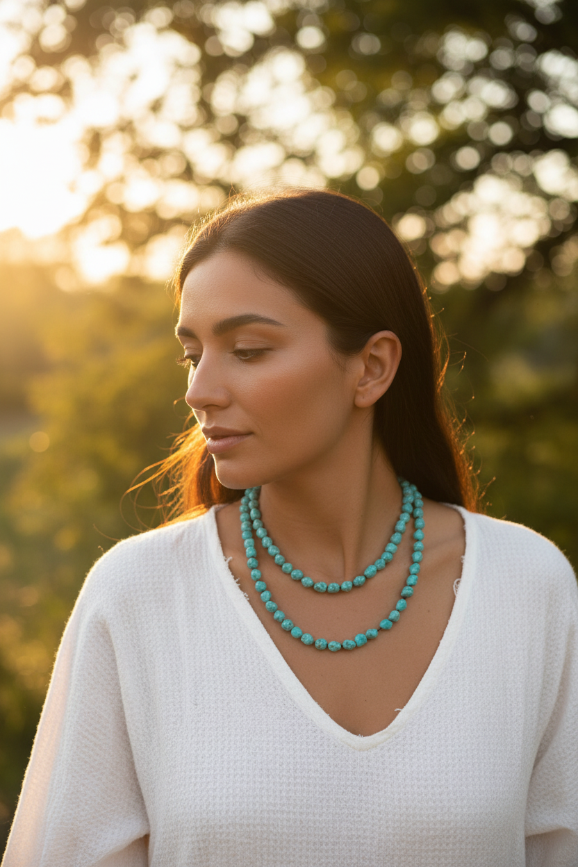 Turquoise necklace - golden hour